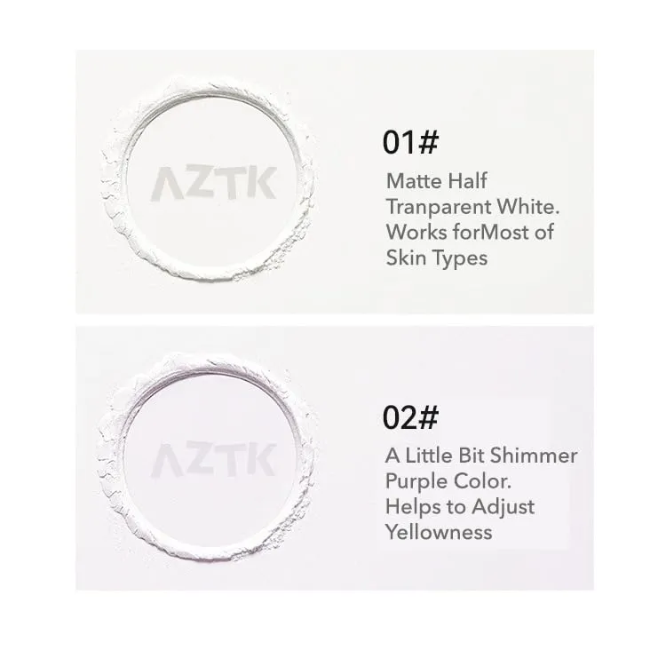 1 PC New AZTK Setting Powder Foundation Oil Control Pressed Foundation Powder with Puff Clear Press Powder Purple Pressed Powder (02#, 5.6g)