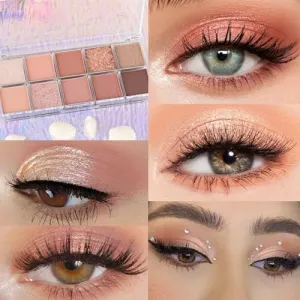 10Colors Nude Pink Brown Colorful Eyeshadow Palette Makeup,Natural Neutral Highly Pigmented Eye Shadow,Naturing-Looking Long Lasting
