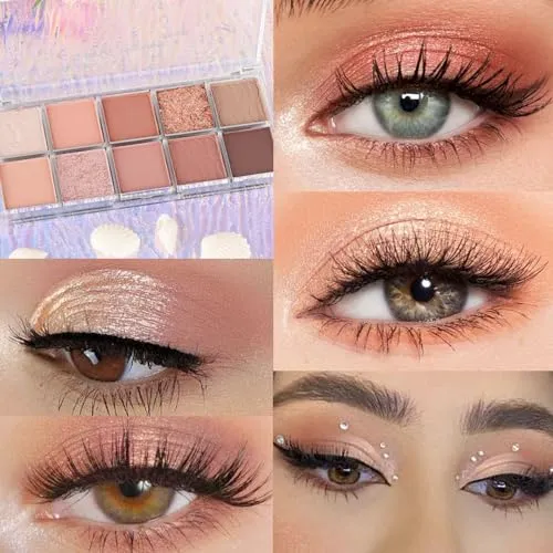 10Colors Nude Pink Brown Colorful Eyeshadow Palette Makeup,Natural Neutral Highly Pigmented Eye Shadow,Naturing-Looking Long Lasting