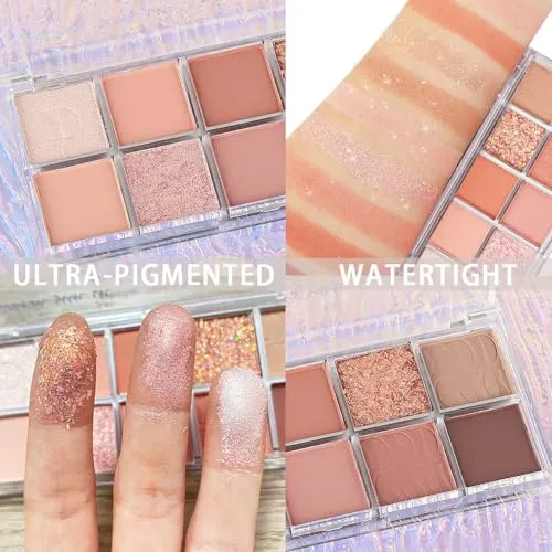 10Colors Nude Pink Brown Colorful Eyeshadow Palette Makeup,Natural Neutral Highly Pigmented Eye Shadow,Naturing-Looking Long Lasting