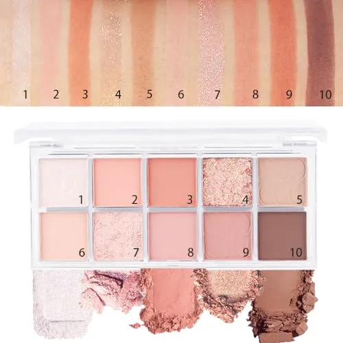 10Colors Nude Pink Brown Colorful Eyeshadow Palette Makeup,Natural Neutral Highly Pigmented Eye Shadow,Naturing-Looking Long Lasting