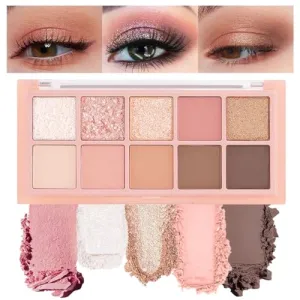 10Colors Orange Nude Pink Colorful Eyeshadow Palette Makeup,Natural Neutral Highly Pigmented Eye Shadow,Naturing-Looking Long Lasting Waterp