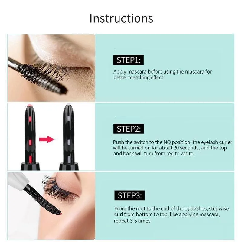 1Pcs Mini Electric Heated Eyelash Curler Long Lasting Lash Lifting
