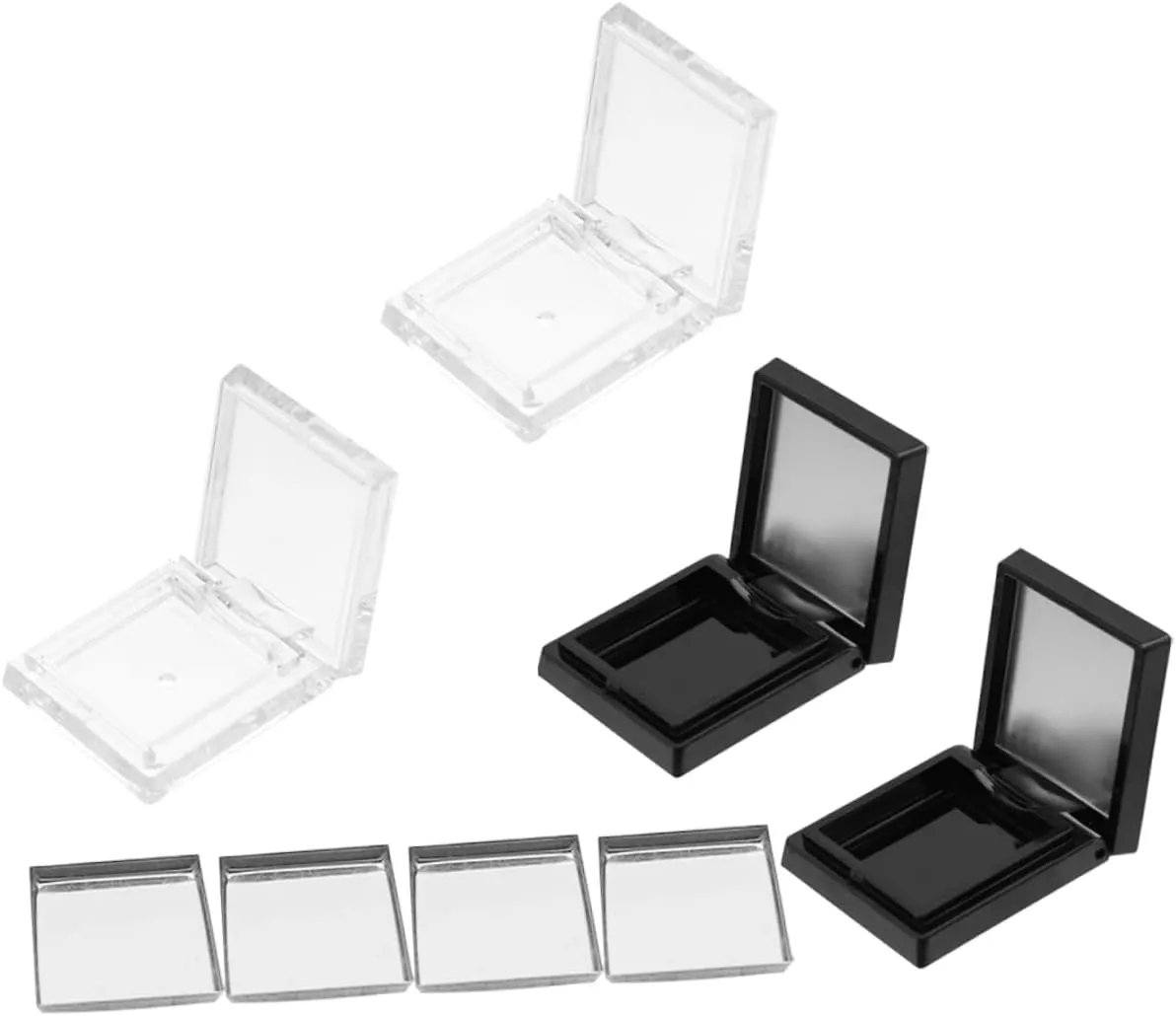 1set Refillable Lipstick Tray Transparent Eyeshadow Storage Case Lid Design Compact Organizer for Makeup Lipstick and Loose Powder Travel Cosmetic