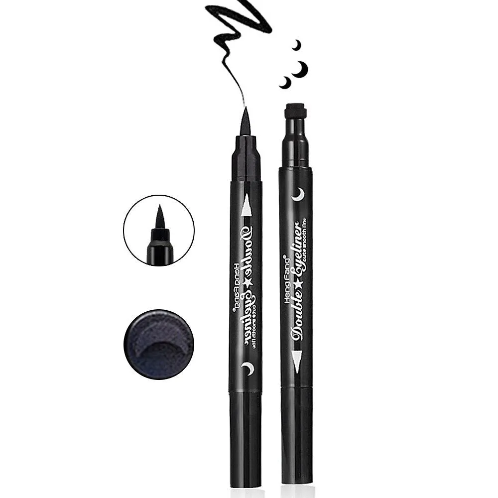 2 In 1 Liquid Eyeliner Pencil Black Multifunction Double-Headed  Eye Liner Star Moon Shape 4 Styles EyeLiner