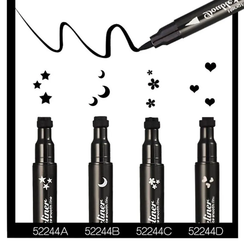 2 In 1 Liquid Eyeliner Pencil Black Multifunction Double-Headed  Eye Liner Star Moon Shape 4 Styles EyeLiner
