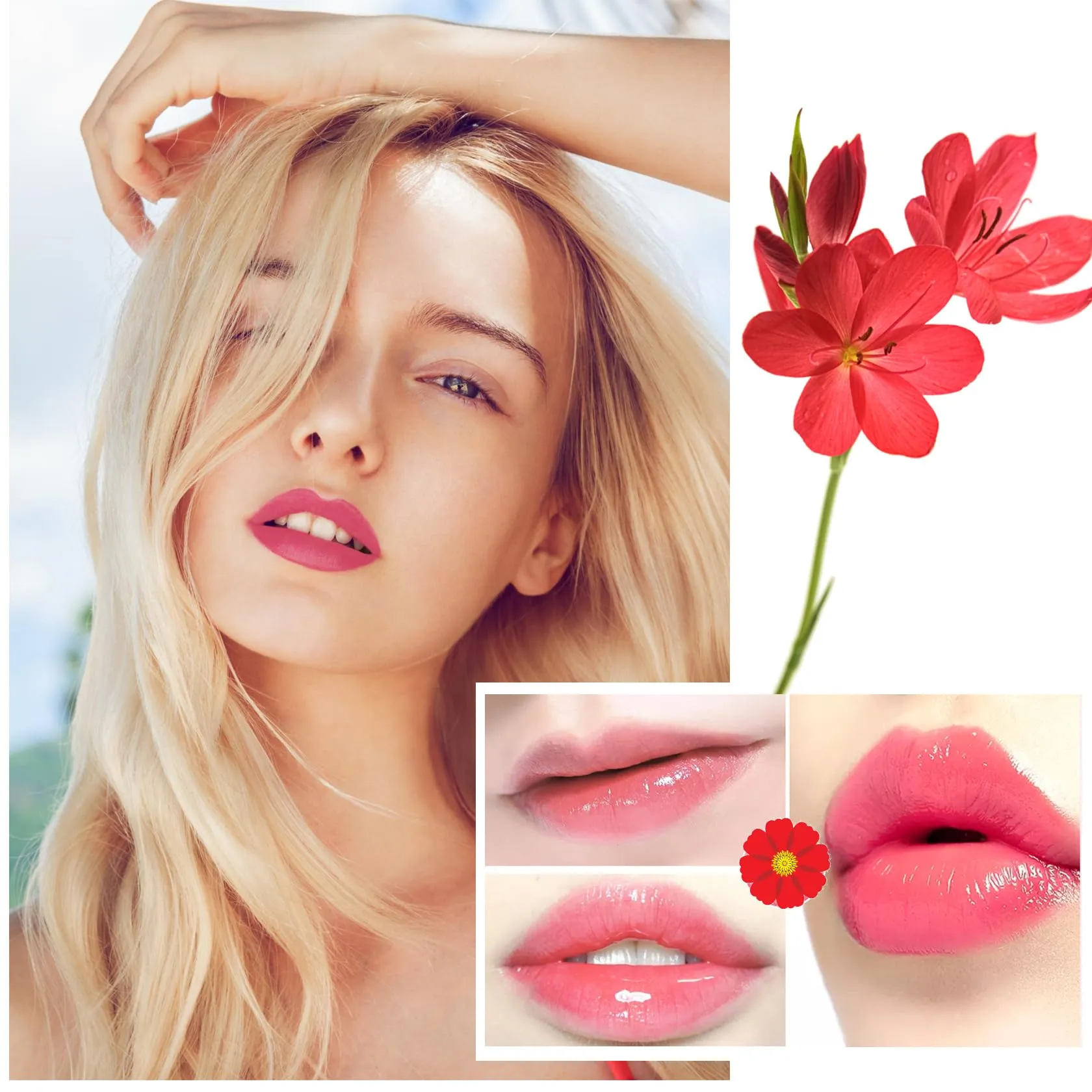2 Pack Crystal Flower Jelly Lipstick,Magic Color Changing Lipstick,PH Clear Temperature Color Changing Lip Gloss,Lip Balm,Long Lasting Nourishing Moisturizing Lip Stick Set H01 02