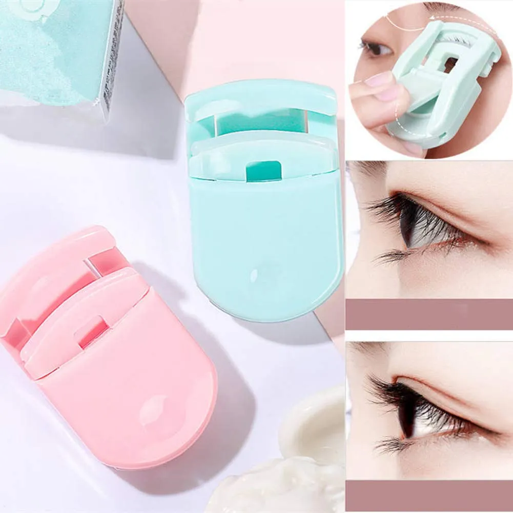 2 Pieces Mini Eyelash Curlers Portable Lash Curlers Travel Plastic Eyelash Curlers Eyelash Curlers With Replacement Pads Fits All Eye Shapes No Pinching Or Pulling(Pink, Green)