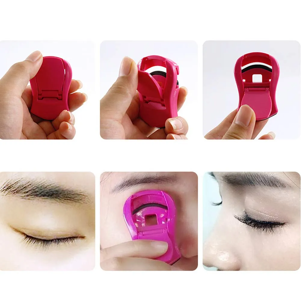 2 Pieces Mini Eyelash Curlers Portable Lash Curlers Travel Plastic Eyelash Curlers Eyelash Curlers With Replacement Pads Fits All Eye Shapes No Pinching Or Pulling(Pink, Green)