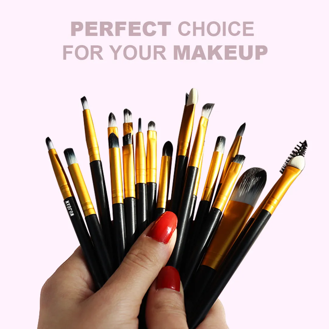20 PCS Professional Makeup Brush Set (Black-Gold)