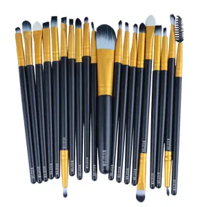 20 PCS Professional Makeup Brush Set (Black-Gold)