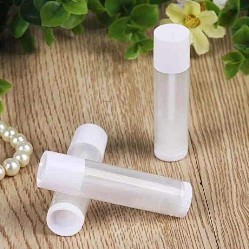 25Pcs Lip Balm Tubes Containers 5g Clear body with Twist Bottom and Cap,Empty Refillable Plastic DIY Lipstick Lip Gloss Containers Chapstick Tube Crayon Pipe Bottle (white lid)