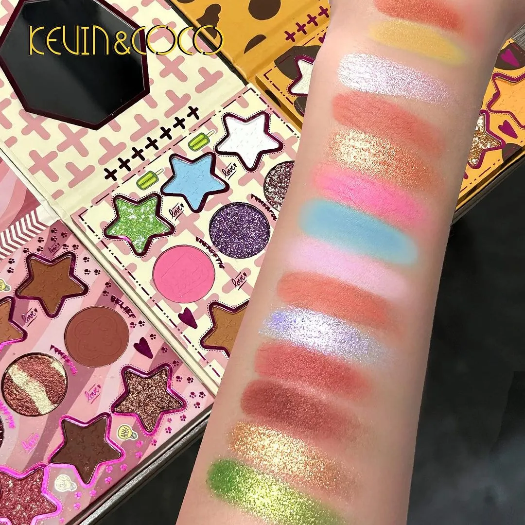 27 Colors Kevin & Coco Eyeshadow Kits 3 Pearlescent Matte & Shimmer Kits with Eyelashes