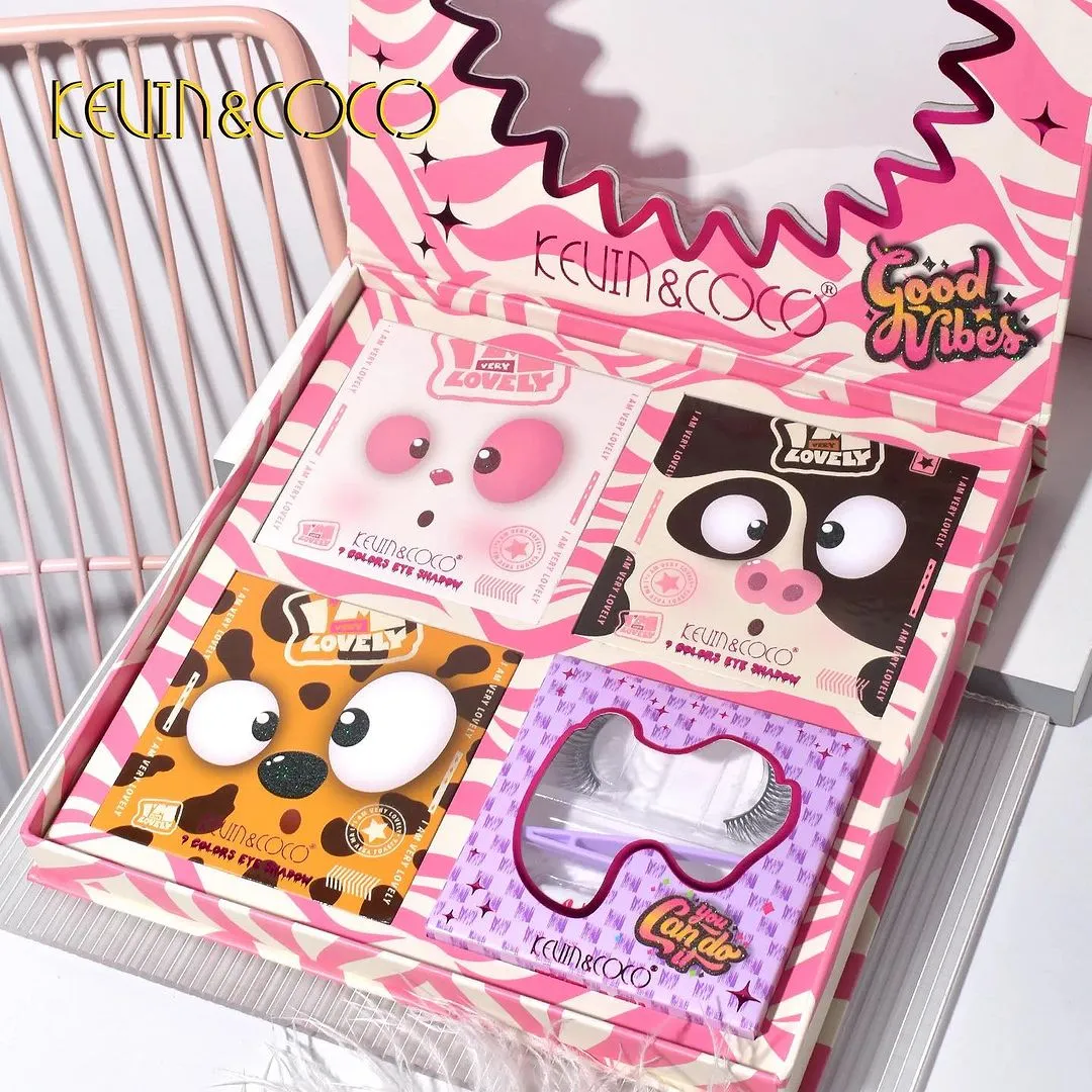27 Colors Kevin & Coco Eyeshadow Kits 3 Pearlescent Matte & Shimmer Kits with Eyelashes