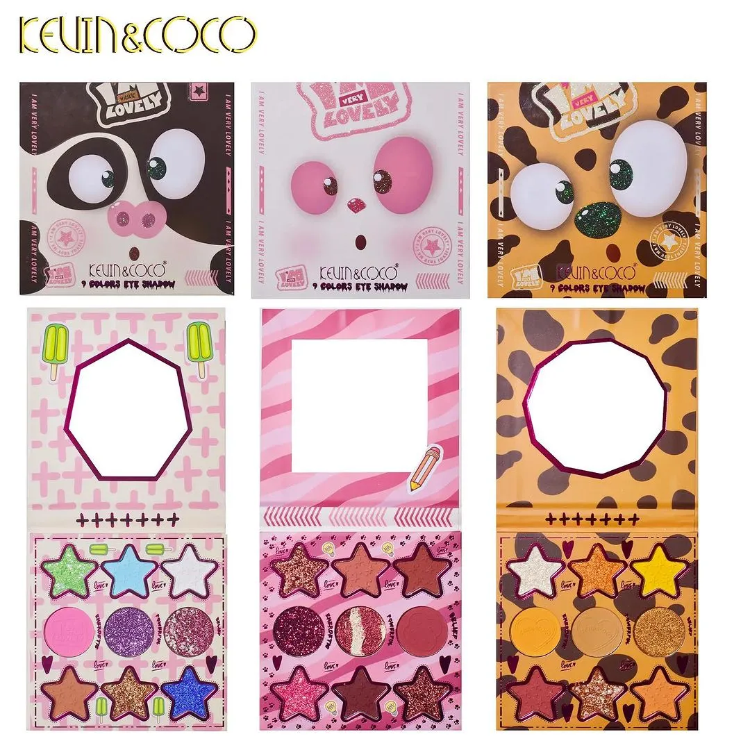 27 Colors Kevin & Coco Eyeshadow Kits 3 Pearlescent Matte & Shimmer Kits with Eyelashes