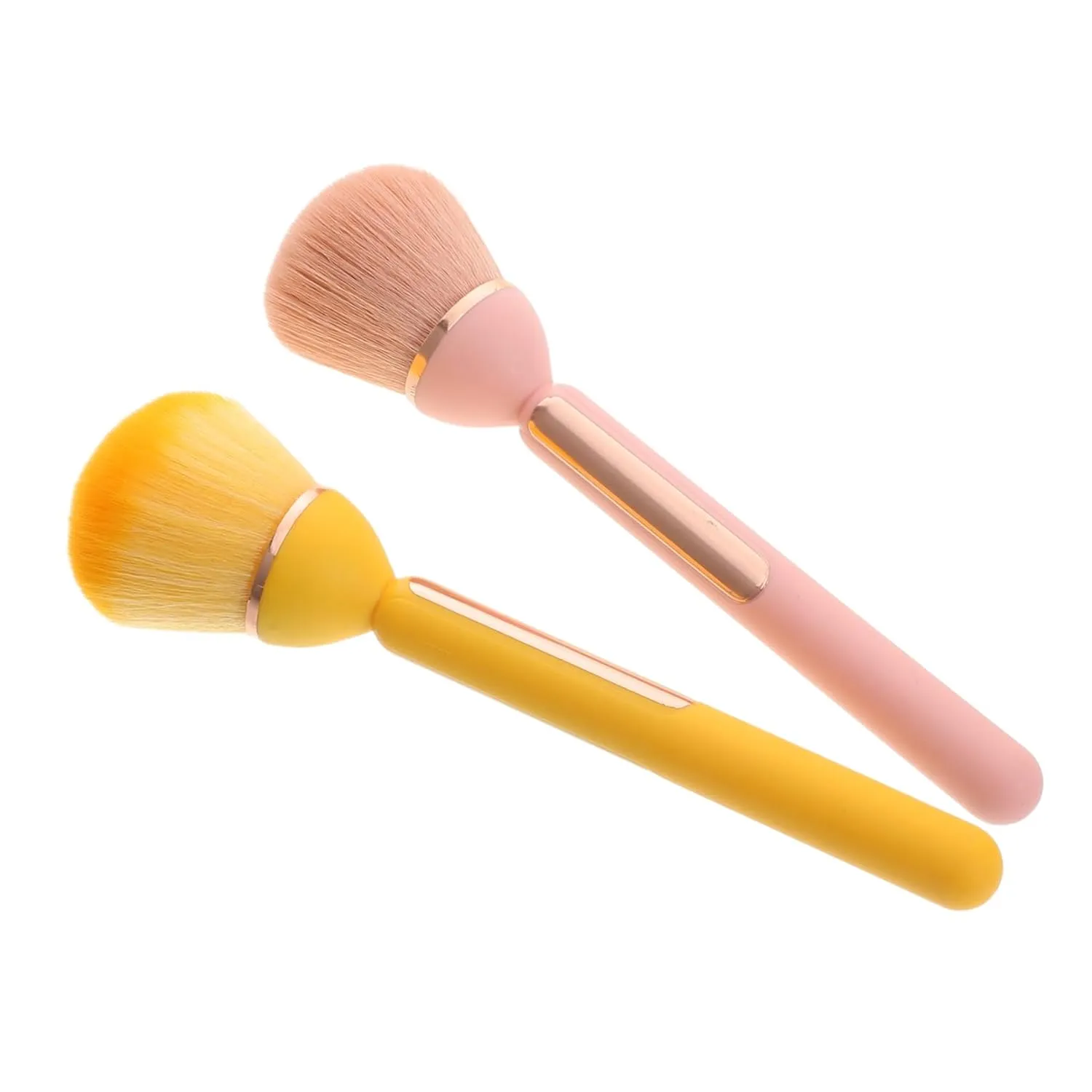 2pcs Portable Makeup Brush Artistic Cheek and Loose Powder Brushes with Long Ergonomic Handle for Daily and Travel Makeup Applications