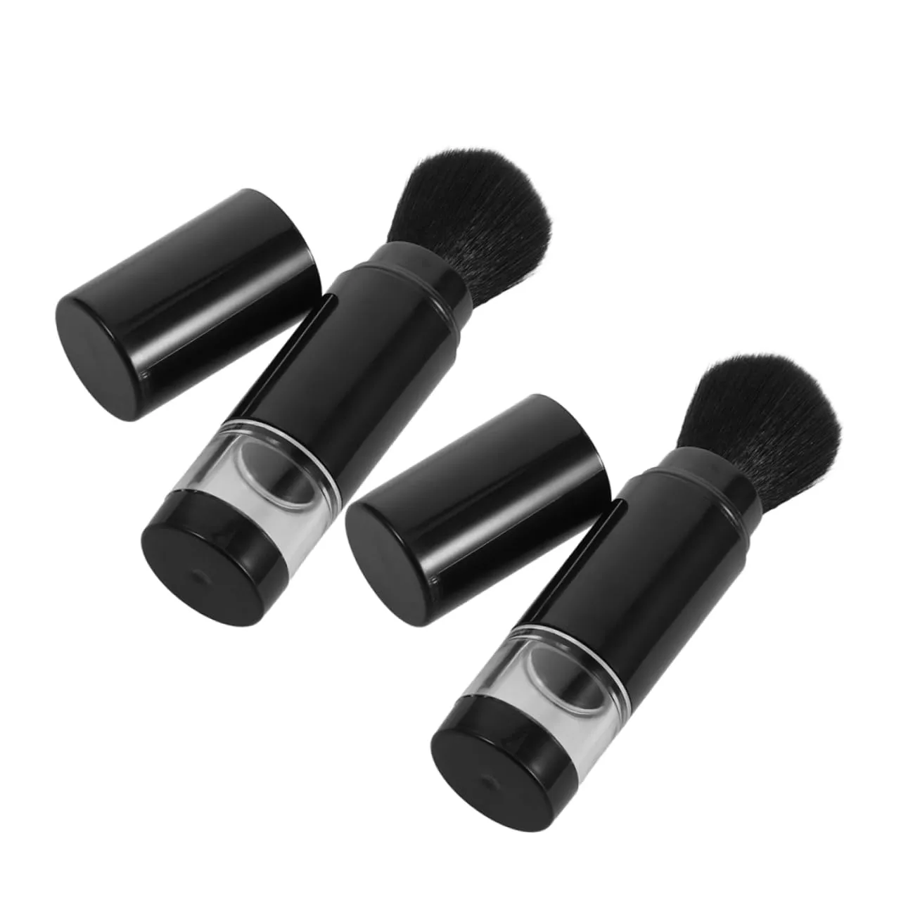 2Pcs Portable Travel Makeup Brush with Cap High Density Bristles Foundation Brush for Blush and Powder Compact Design for Easy Touch Ups and Travel