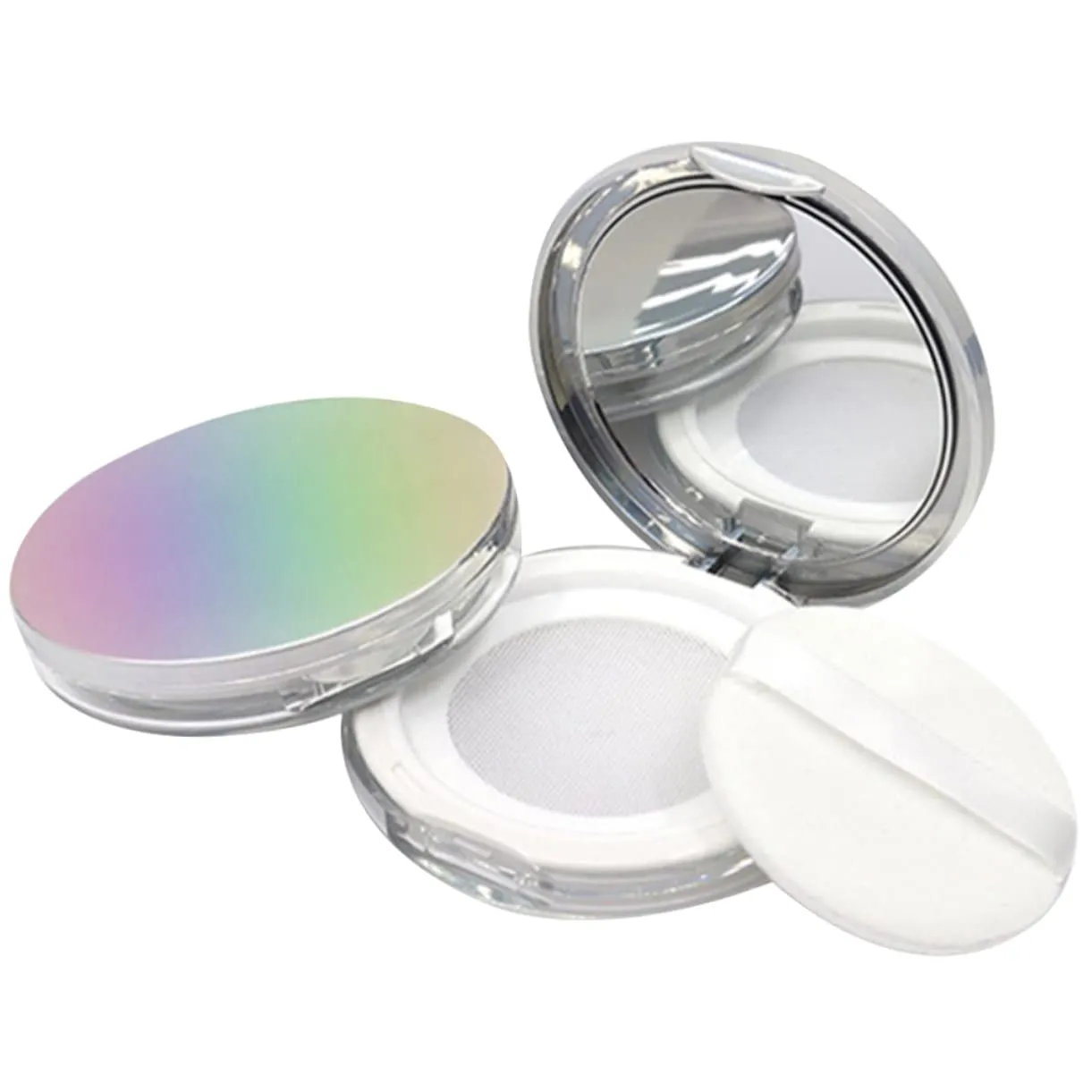 2pcs Ultra Thin Refillable Loose Powder Box with Built Mirror Puff -leakage Design for Travel Daily Makeup Use Stylish Cosmetic Container for Loose Powder