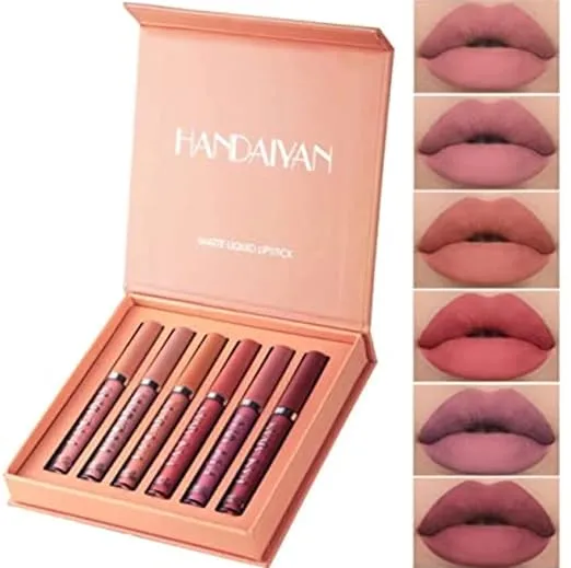 (3 IN 1 Combo ) IMAGIC 8 COLOR CONTOUR & BLUSH PALETTE   IMAGIC 4 Color Highlighter Palette   HANDAIYAN 6PCS Lipstick (Set B)