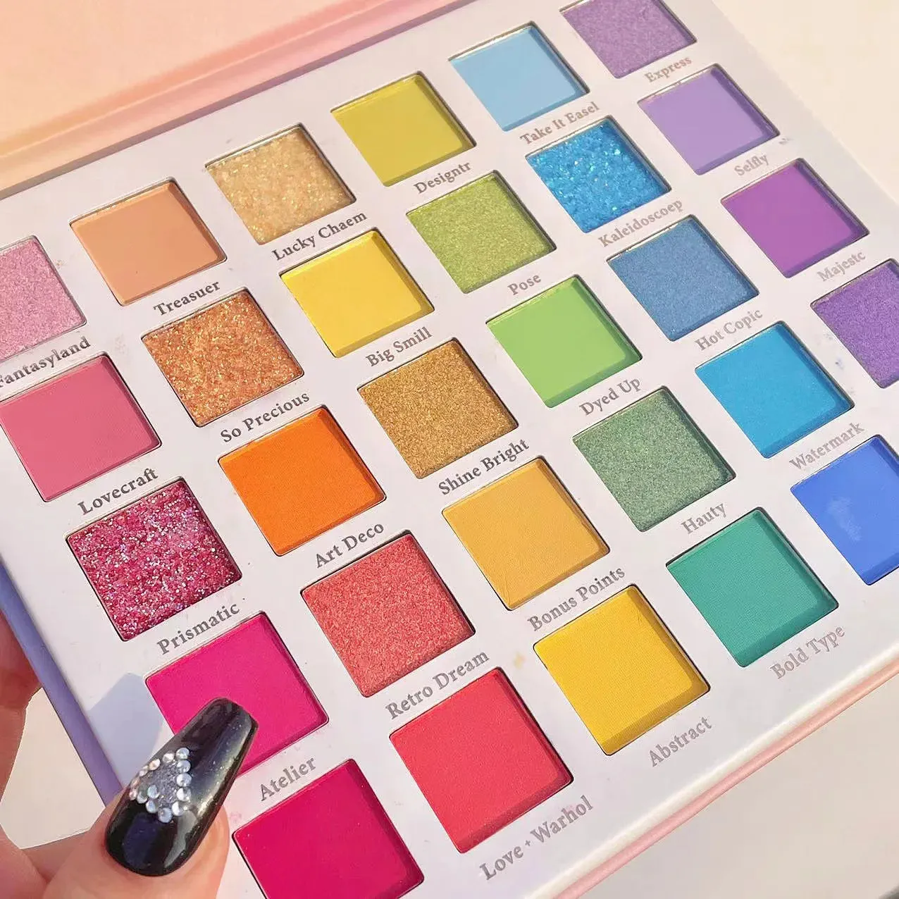 30 Colors Rainbow Glitter Eyeshadow Palette Shimmer Sequins Pearlescent Tone Palette for Women Lasting Waterproof Eye Makeup