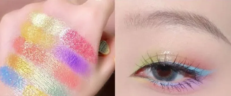 30 Colors Rainbow Glitter Eyeshadow Palette Shimmer Sequins Pearlescent Tone Palette for Women Lasting Waterproof Eye Makeup