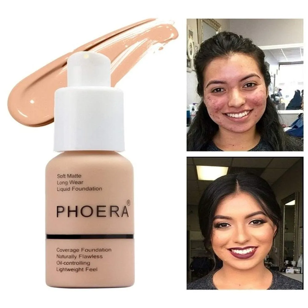 30ml Full Coverage Foundation Flawless Concealer Foundation Matte Oil Control Concealer Long Lasting Moisturizing Base Liquid Cover Cream Colour Changing Foundations for women&girls