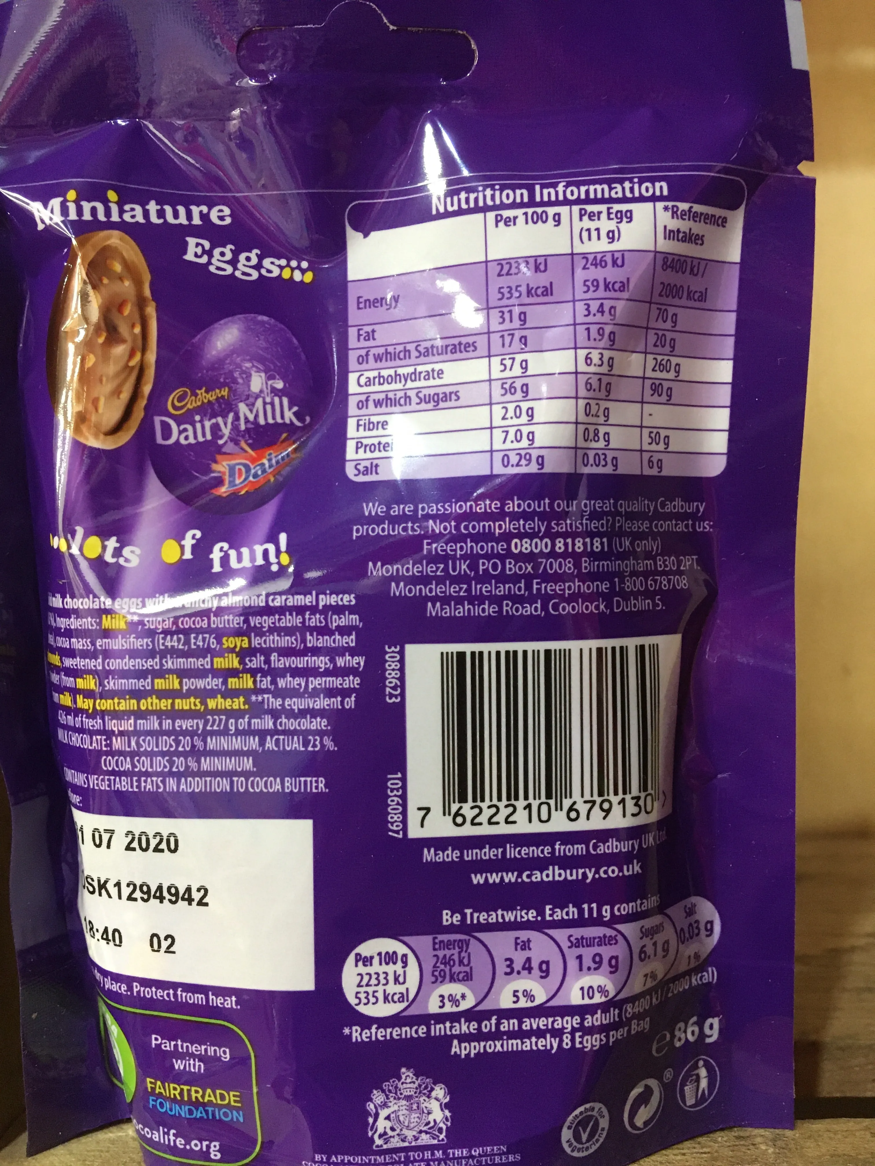 3x Cadbury Dairy Milk Daim Miniature Eggs (3x 86g Bags)
