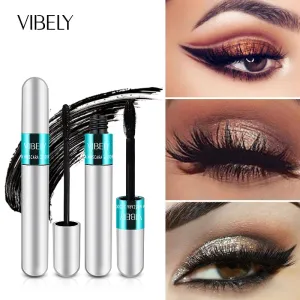 4d Silk Fiber Mascara Waterproof And Easy To Dry Natural Soft Long Eyelash Makeup Mascara Black Thick Eyelash Cosmetics