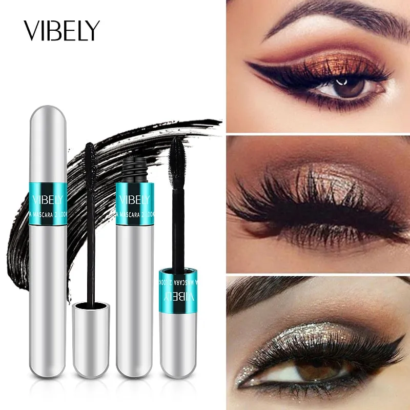 4d Silk Fiber Mascara Waterproof And Easy To Dry Natural Soft Long Eyelash Makeup Mascara Black Thick Eyelash Cosmetics
