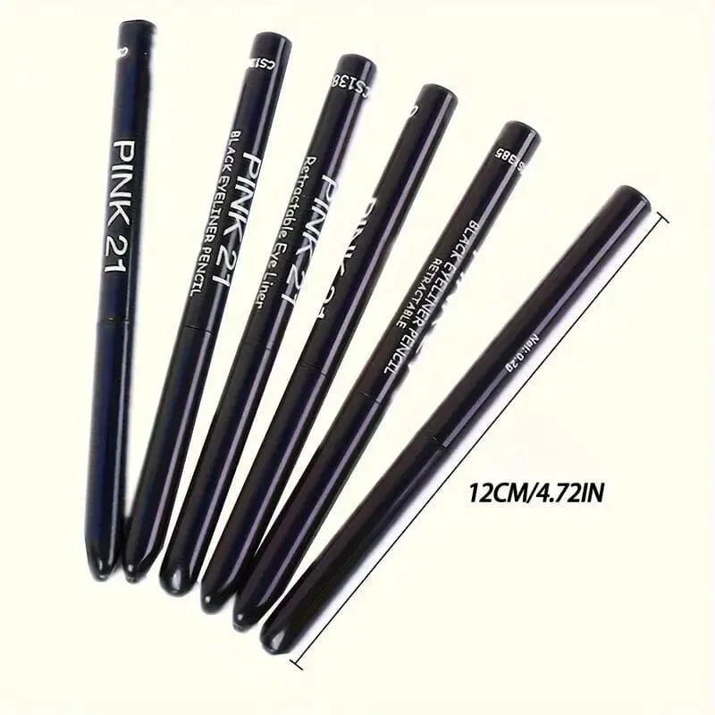 5-Pack: Waterproof and Sweat-Proof Black Eyeliner Pencil