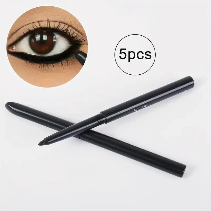 5-Pack: Waterproof and Sweat-Proof Black Eyeliner Pencil