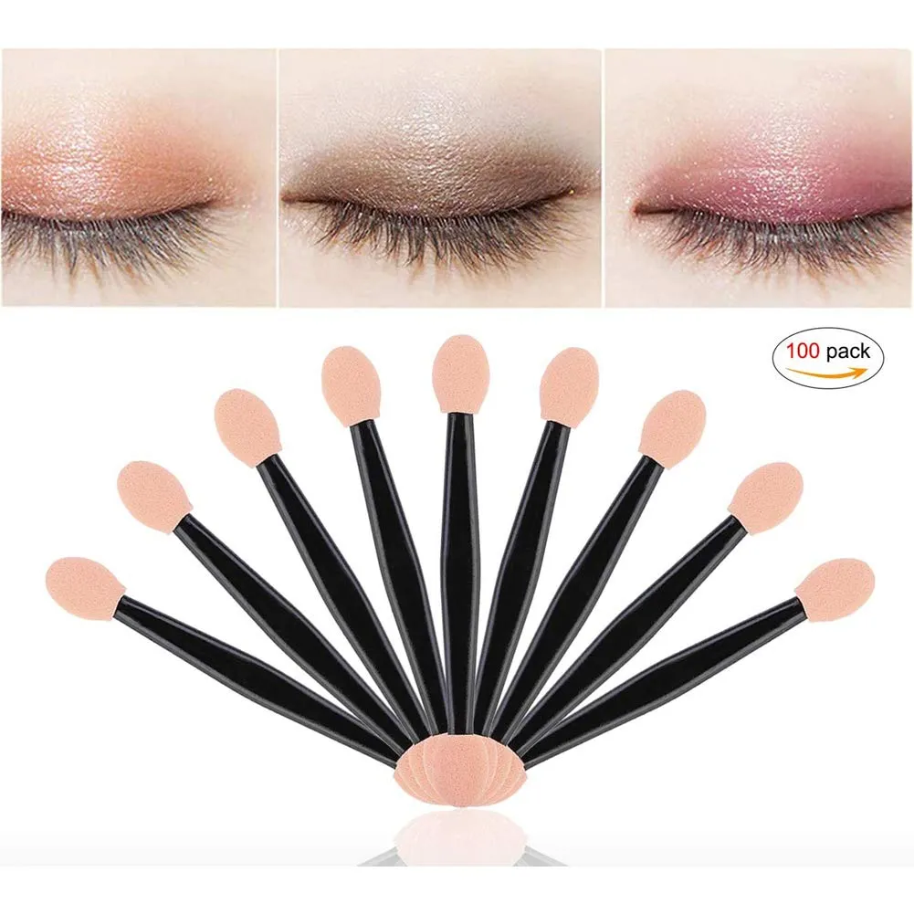 50 PCS Eyeshadow Brush, Disposable Eyeshadow Brush, Dual Sided Eyeshadow Brush, Oval Sponge Tipped Makeup Applicator Tool, Tools & Accessories