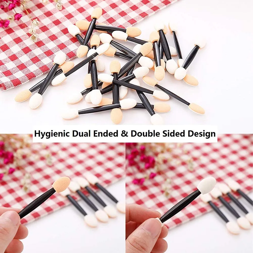 50 PCS Eyeshadow Brush, Disposable Eyeshadow Brush, Dual Sided Eyeshadow Brush, Oval Sponge Tipped Makeup Applicator Tool, Tools & Accessories