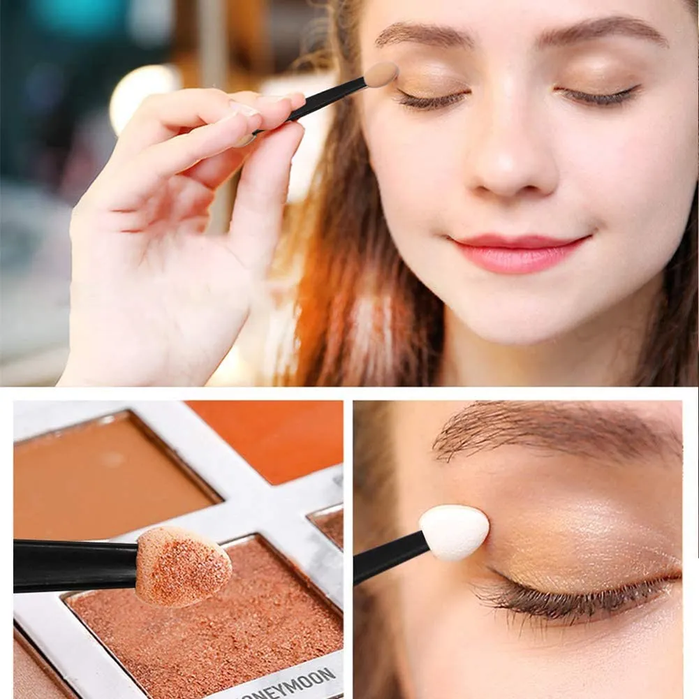 50 PCS Eyeshadow Brush, Disposable Eyeshadow Brush, Dual Sided Eyeshadow Brush, Oval Sponge Tipped Makeup Applicator Tool, Tools & Accessories