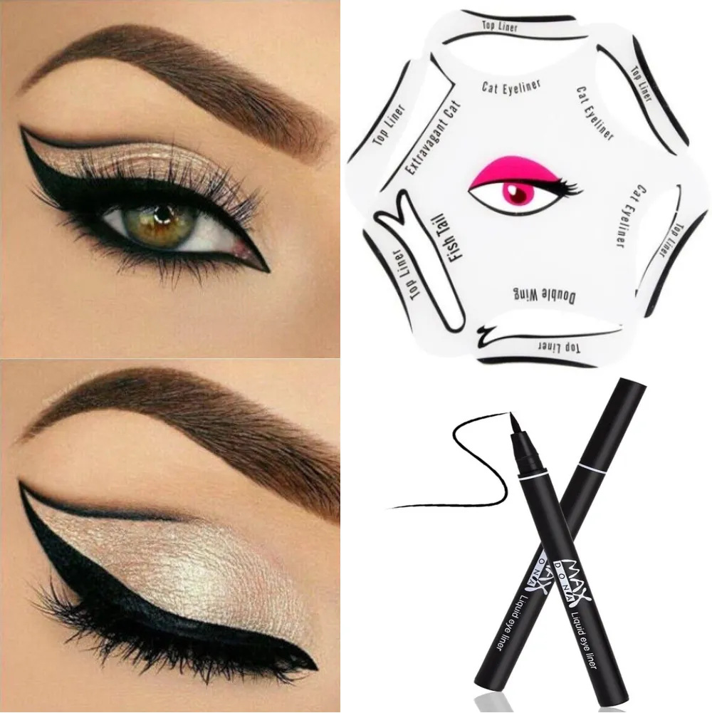 6-in-1 Cat Eyeliner Stencil with Optional Black Liquid Eyeliner – Perfect Winged Liner Made Easy