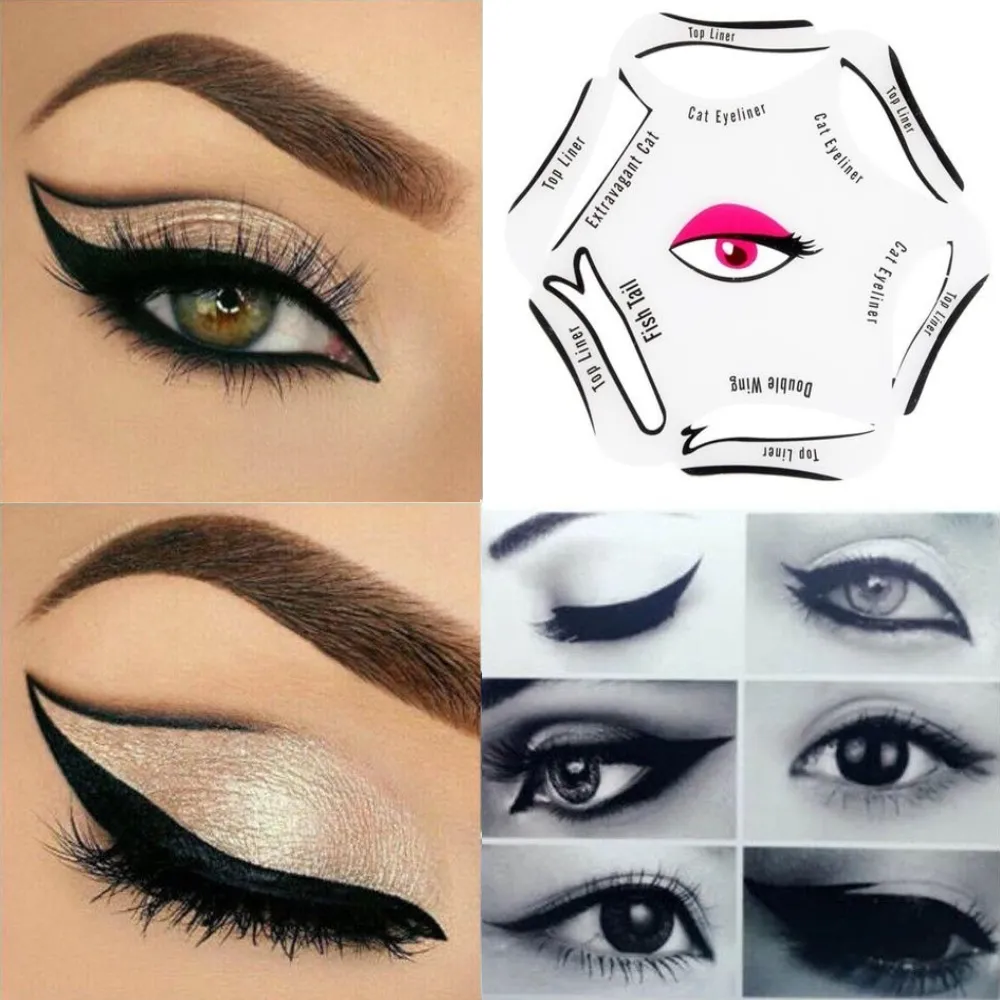 6-in-1 Cat Eyeliner Stencil with Optional Black Liquid Eyeliner – Perfect Winged Liner Made Easy