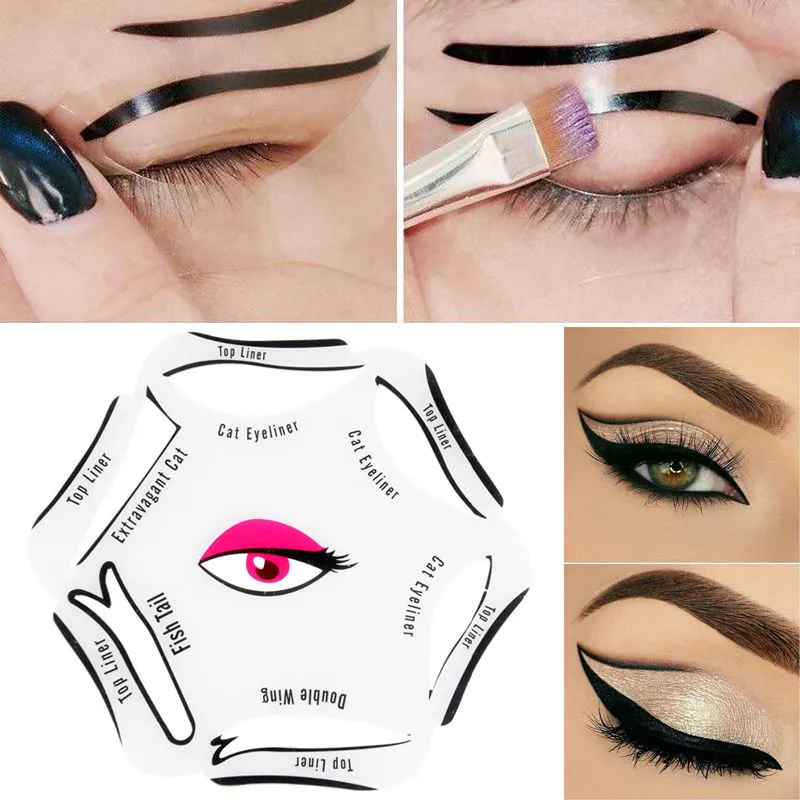 6-in-1 Cat Eyeliner Stencil with Optional Black Liquid Eyeliner – Perfect Winged Liner Made Easy