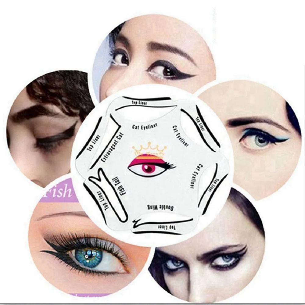 6-in-1 Cat Eyeliner Stencil with Optional Black Liquid Eyeliner – Perfect Winged Liner Made Easy