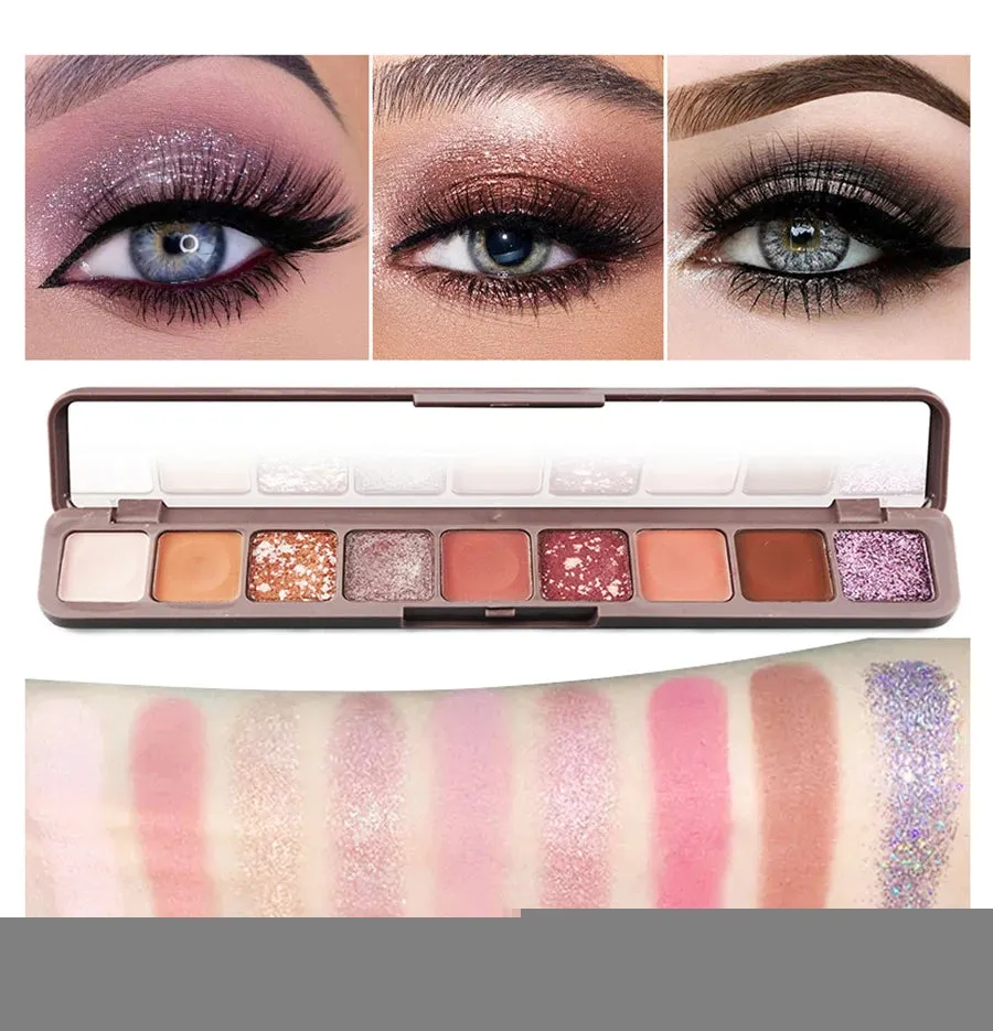 9 Colors Matte Eyeshadow Shimmer Palette Eyeshadow Waterproof Long Lasting Glitter Eye Makeup Cosmetics Eye Shadow
