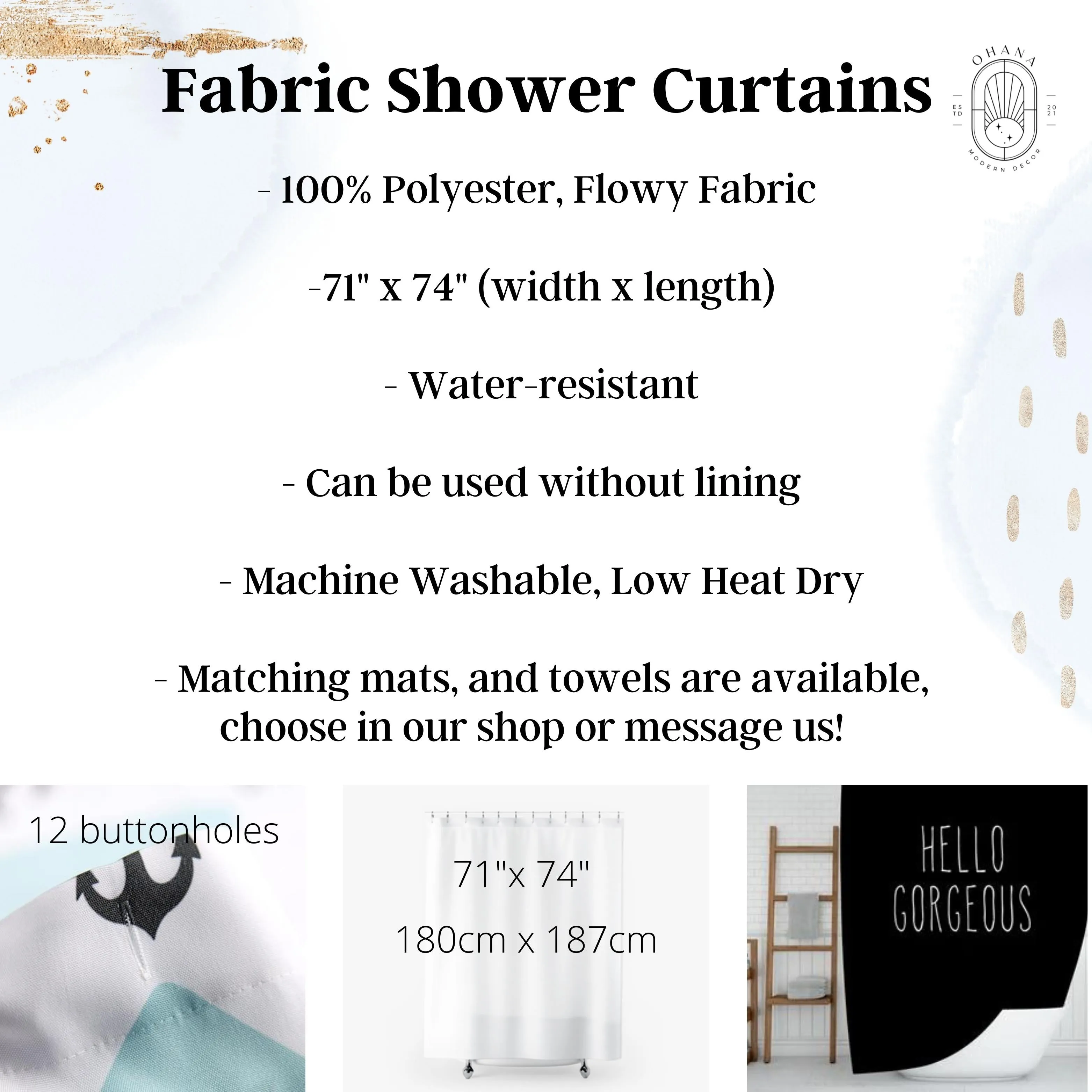 Abstract Boho Shower Curtain | Blush Pink Navy Blue Cream