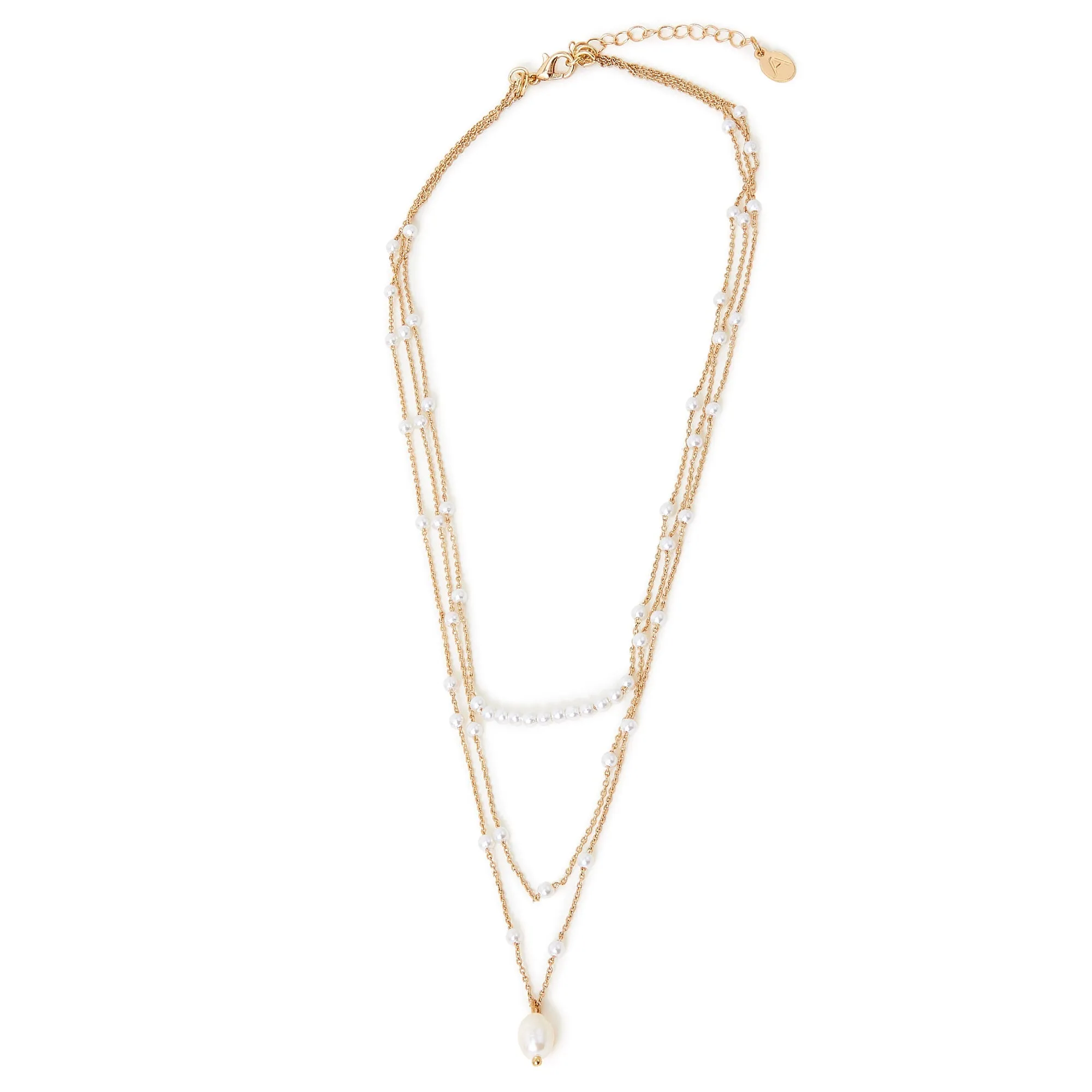 Accessorize London Women's Gold Layered Pearl Station Necklace