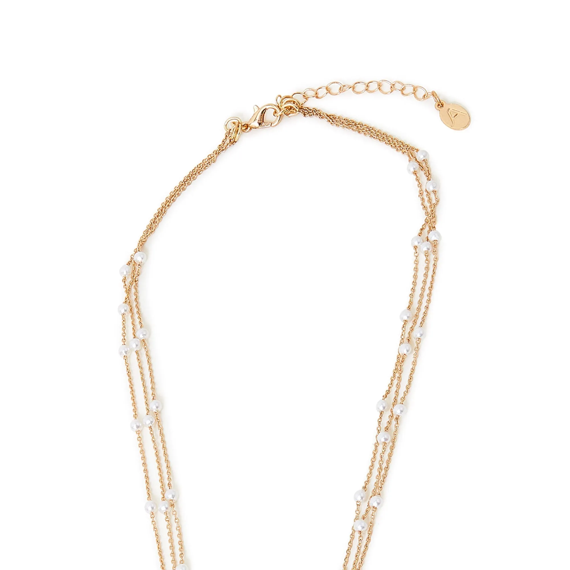Accessorize London Women's Gold Layered Pearl Station Necklace