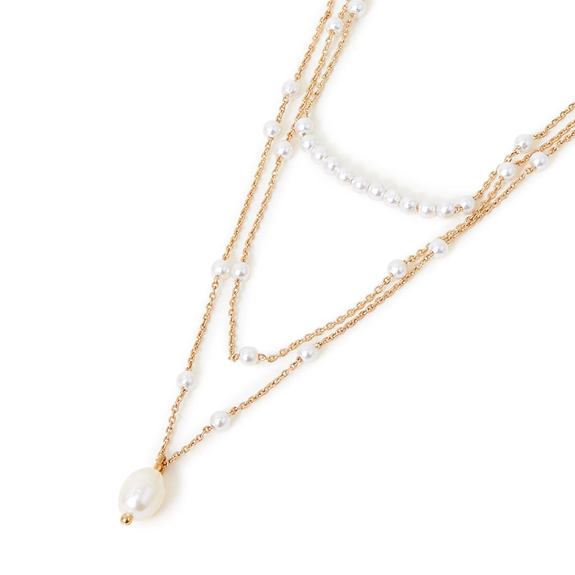 Accessorize London Women's Gold Layered Pearl Station Necklace