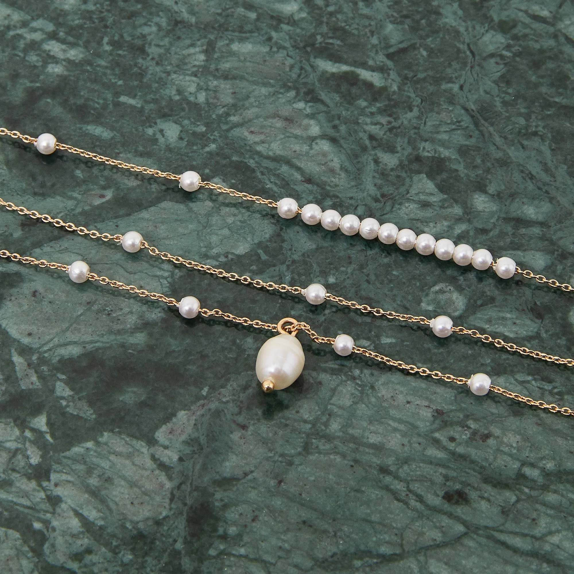 Accessorize London Women's Gold Layered Pearl Station Necklace