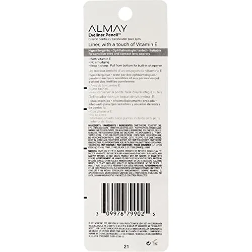 Almay Eyeliner Pencil, Black Brown [206], 0.01 oz (Pack of 5)
