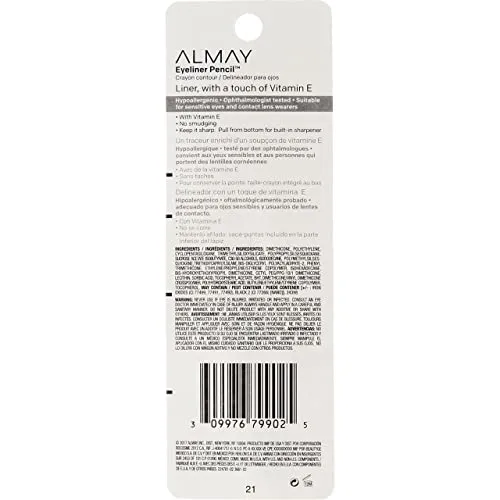 Almay Eyeliner Pencil, Black Brown [206], 0.01 oz (Pack of 5)