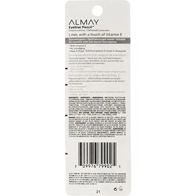 Almay Eyeliner Pencil, Black Brown [206], 0.01 oz (Pack of 5)