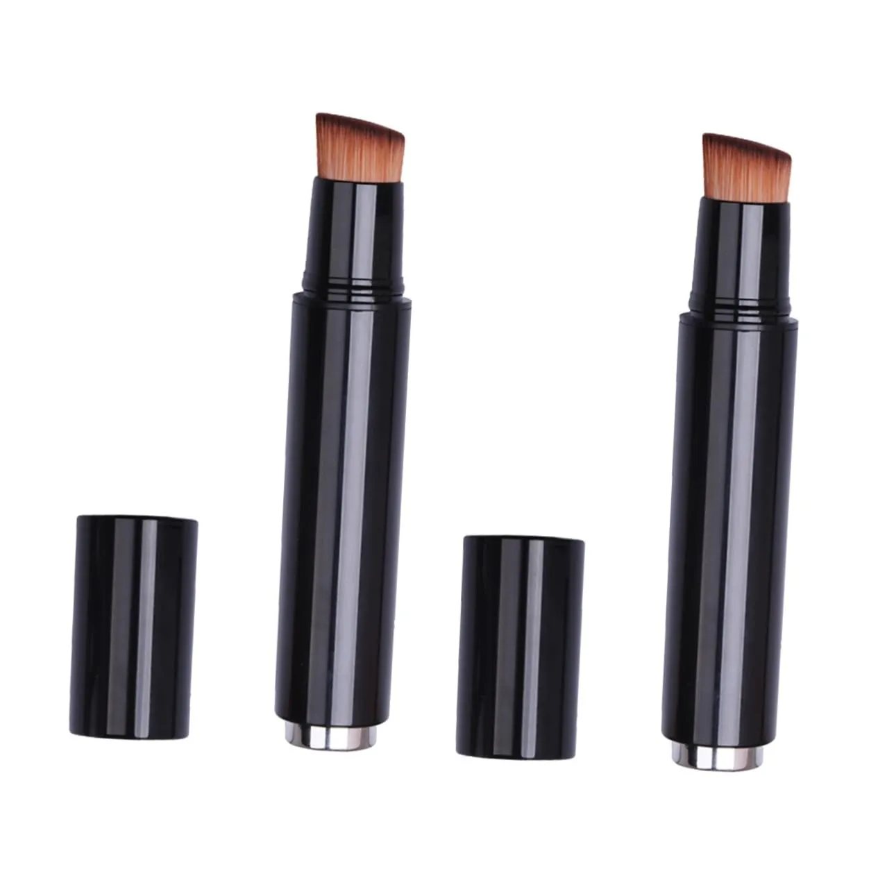 Balacoo 2pcs Dense Makeup Brushes Loose Powder Brush Portable Makeup Brush Multifunctional Makeup Brush Eye Brush Blush Brush for Liquid Blush Bevel Liquid Foundation Brush Set, Black