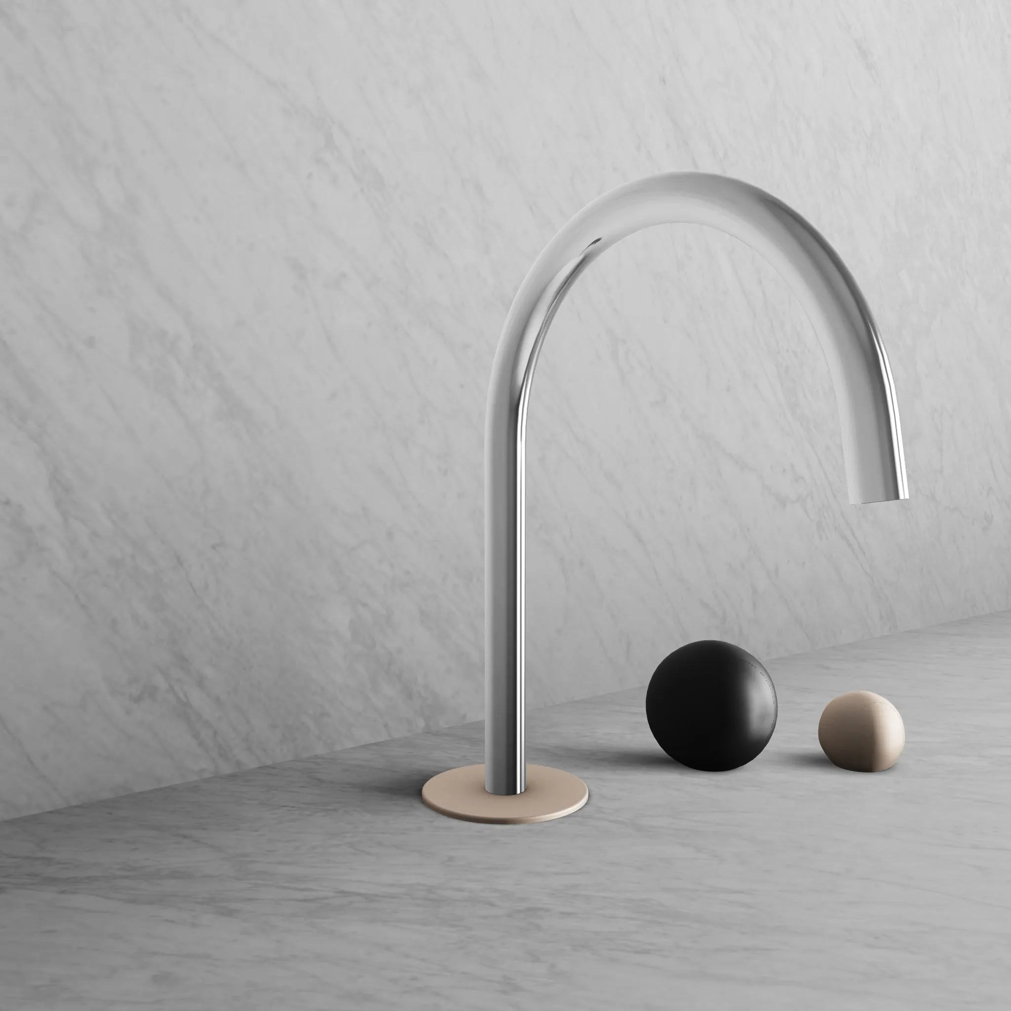 BARiL B35-8100-00L-CH Wall-Mounted Lavatory Faucet Spout With Deck Mounted Handles
