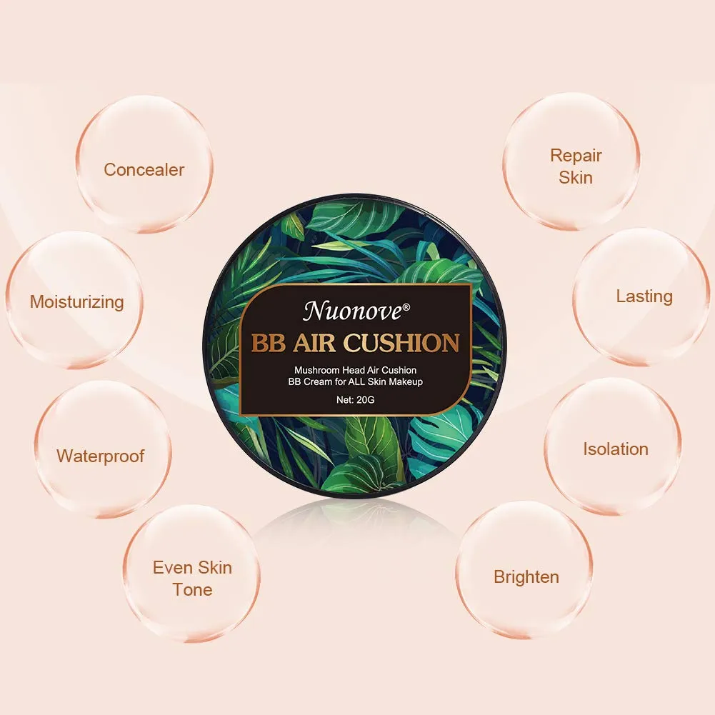 BB Cream Foundation Make up CC Cream, Liquid Foundation Mushroom Head Air Cushion BB Cream, Nude Makeup Moisturizing Concealer Lasting Brightening, Even Skin Tone 20 g (Pack of 1)